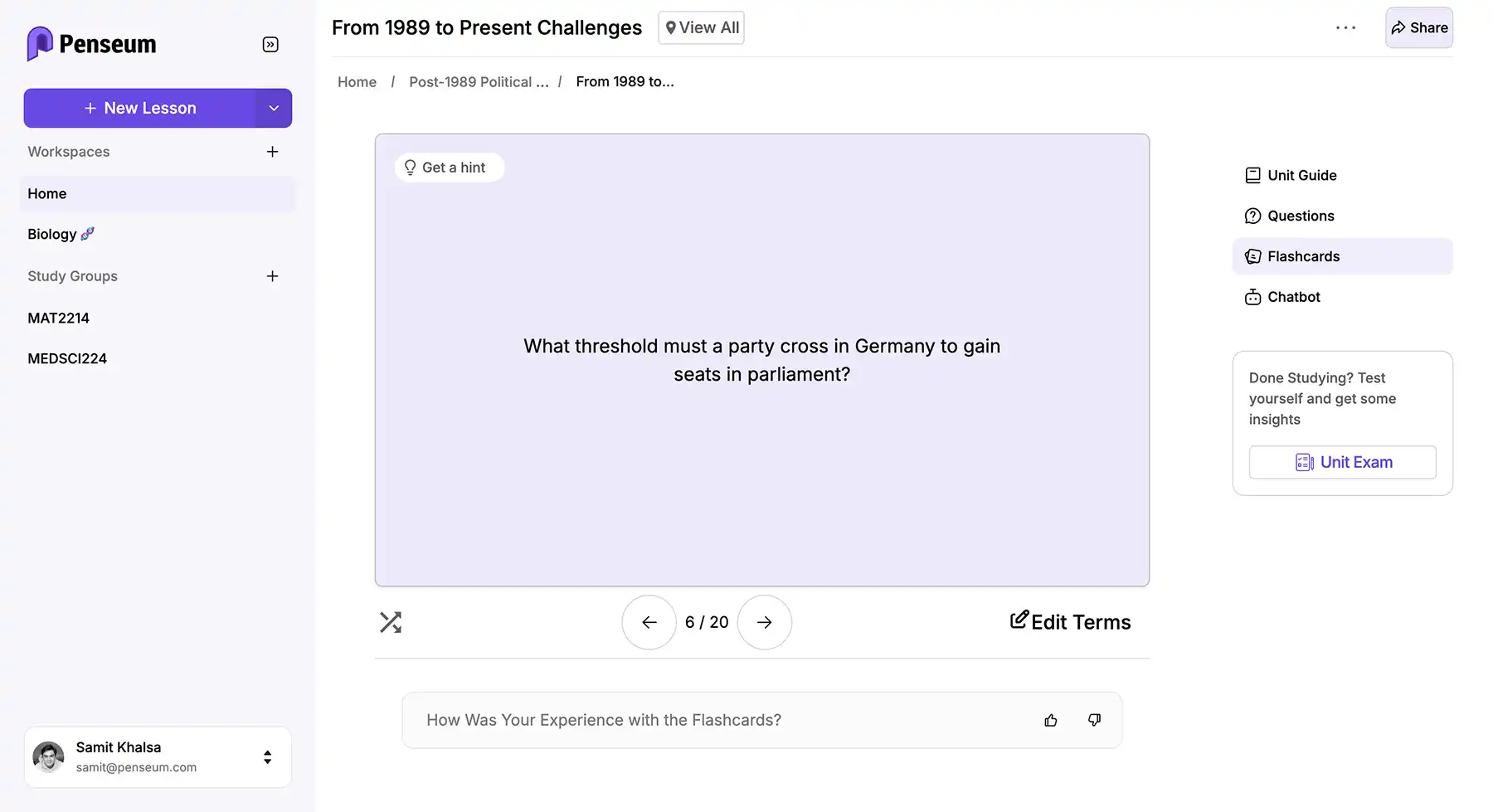 Penseum's App Interface