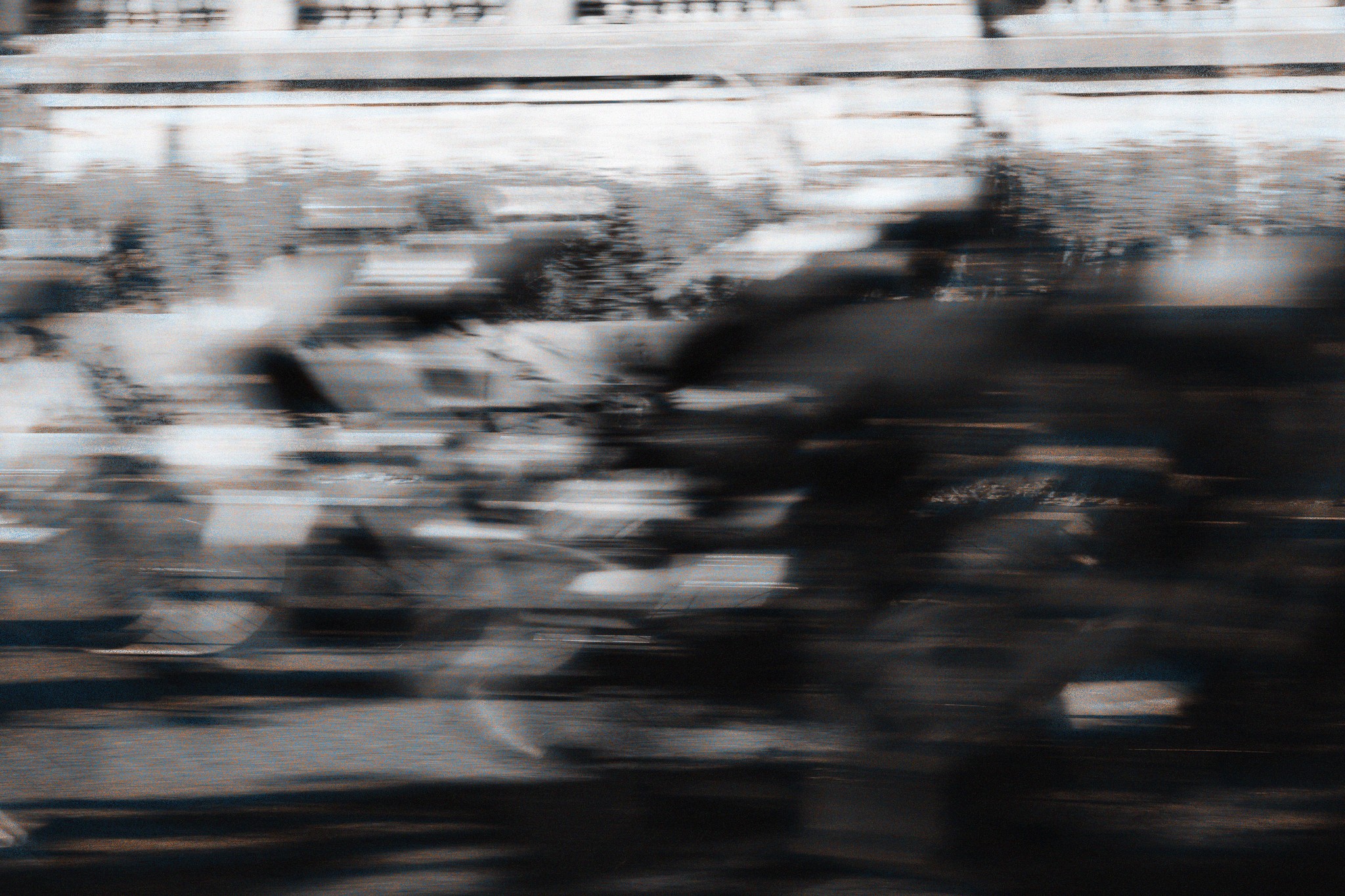 Dynamic picture of a cyclist riding downhill