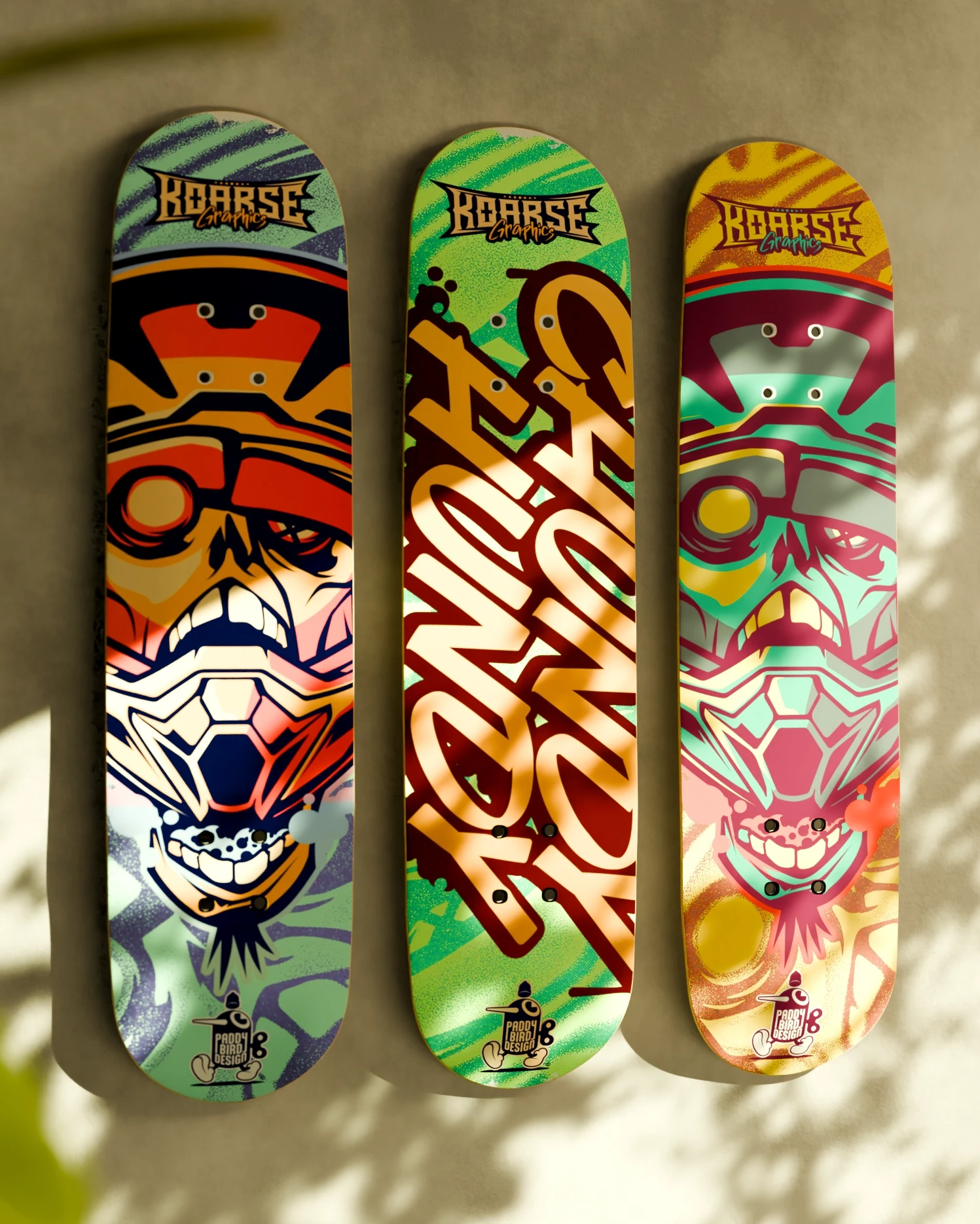 Chundy Hundy graphics on Skateboards3D renders