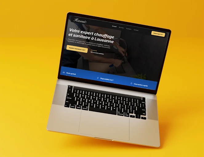 Site internet Ramic Sanitaire affiché sur écran d’ordinateur