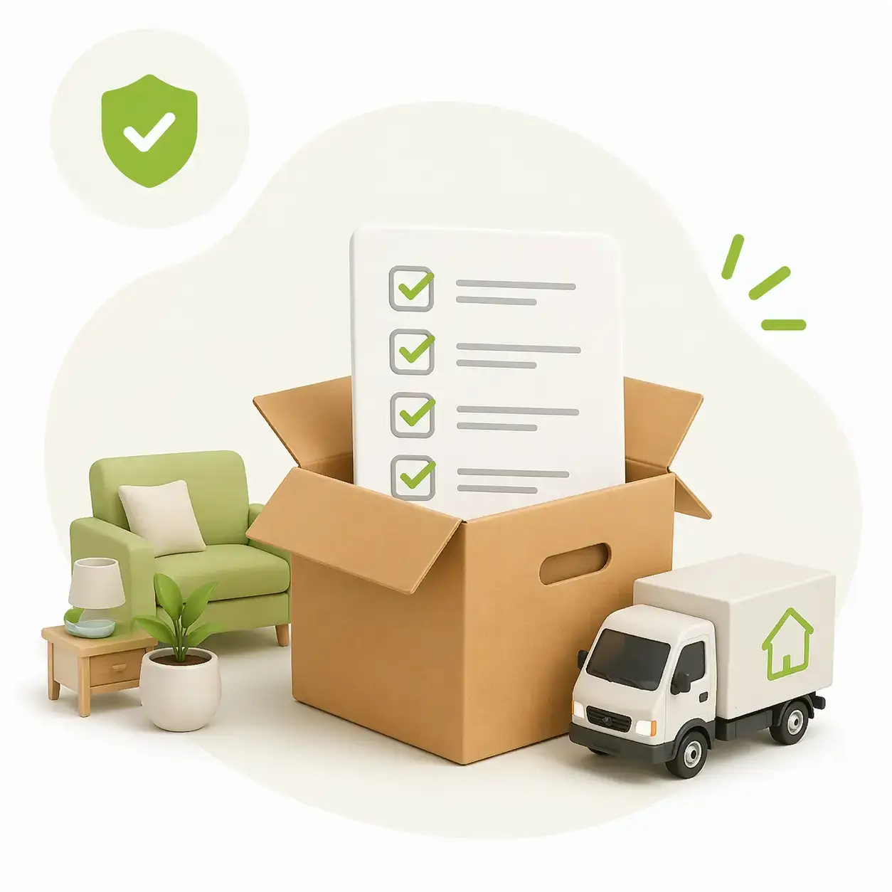 A smartphone displaying a price range for a moving with a check-icon above it