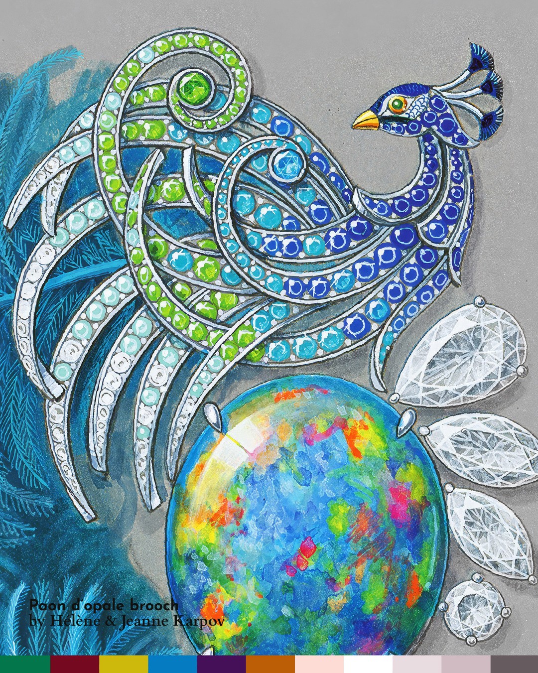 Paon d’opale brooch by Hélène & Jeanne Karpov