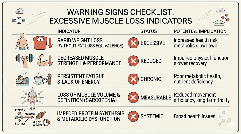 Warning signs of excessive muscle loss on retatrutide checklist