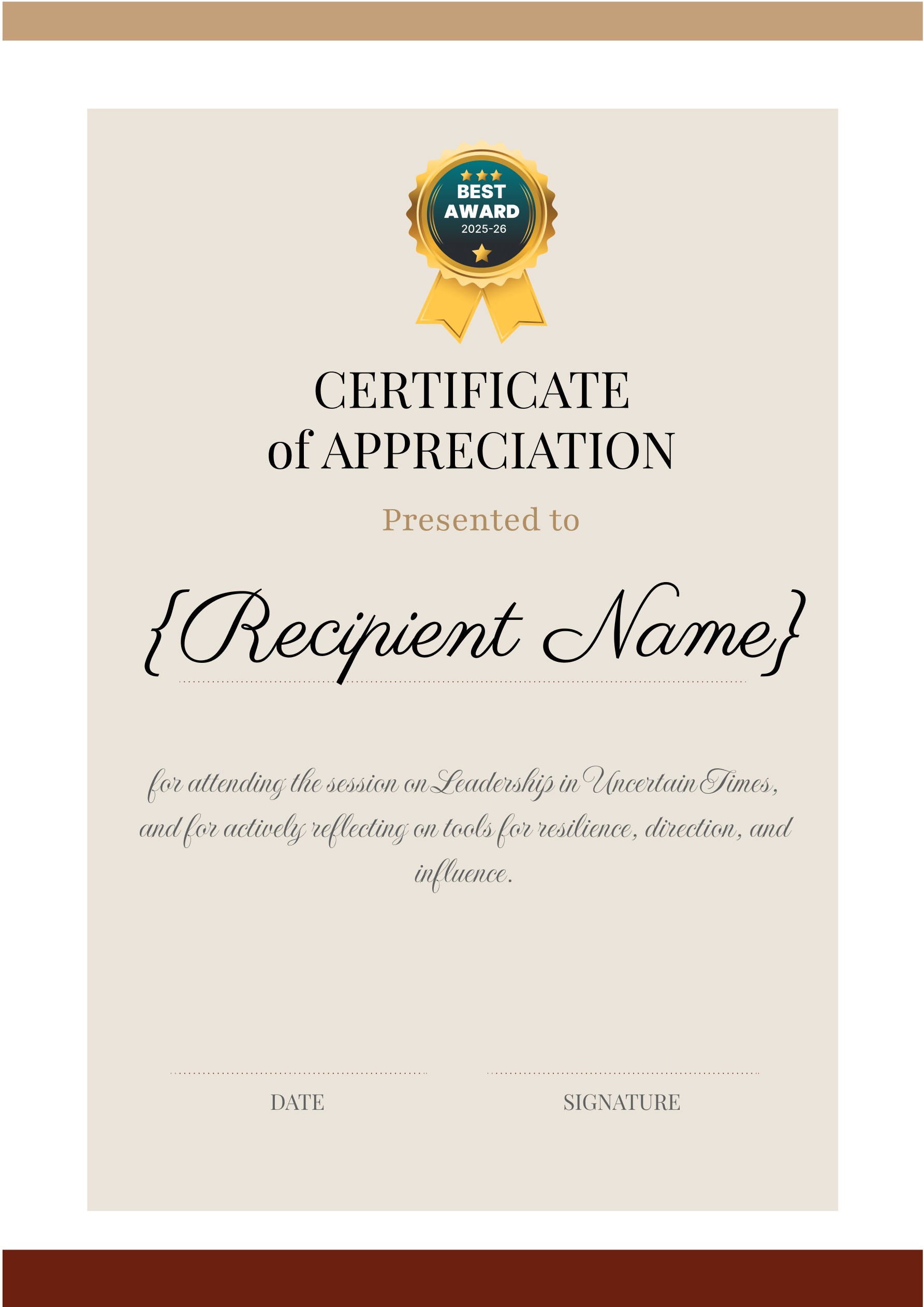 Wauld - Traditional and formal webinar participation certificate template