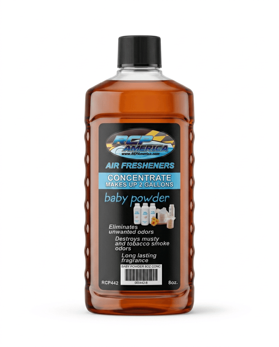 A bottle of Break Throught Fall Out & Iron Remover spray, featuring a black trigger sprayer and a black label with purple text and graphics, set against a gray and white checkered transparency background.