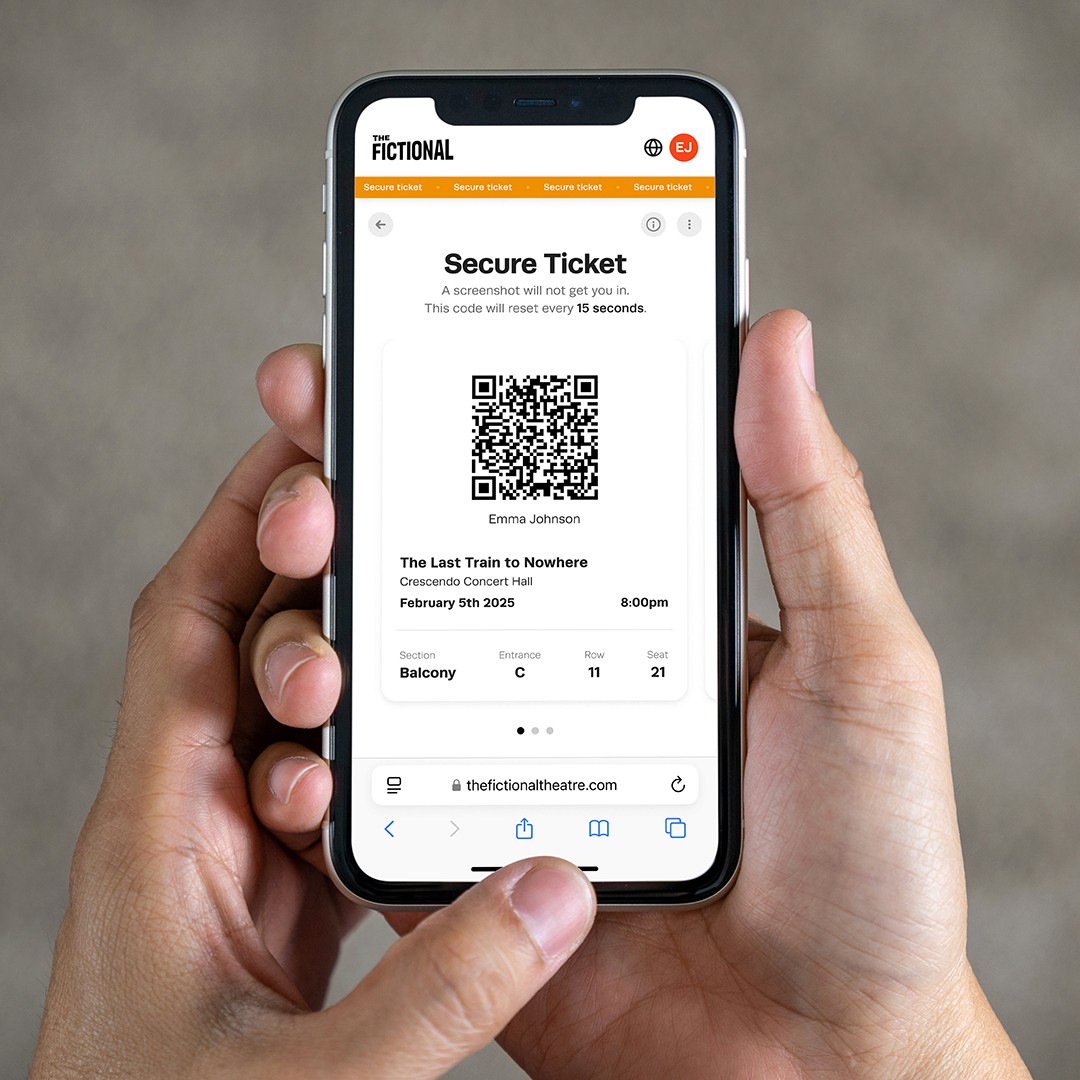 Secure ticket shown on mobile phone