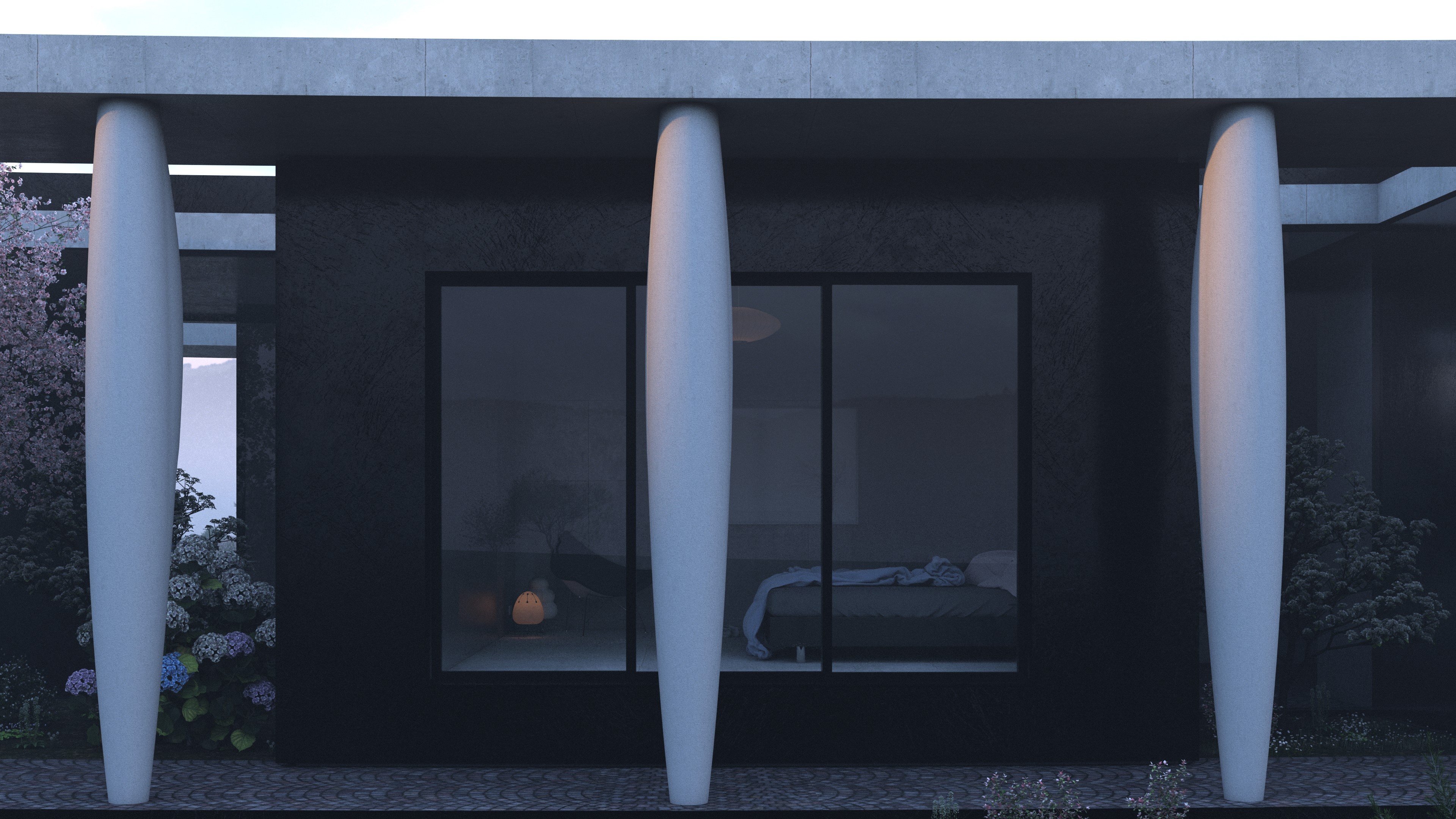 House on a slope image columns