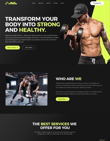 Blitz Fitness GHL Website Template for gym