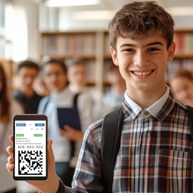 student-holding-paperless-card