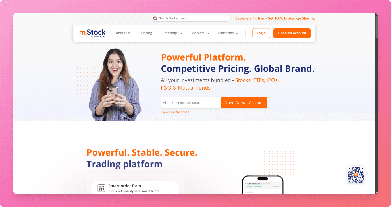 mStock Trading App Dashboard