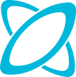 Abstract blue orbital rings forming a connected network or motion symbol.