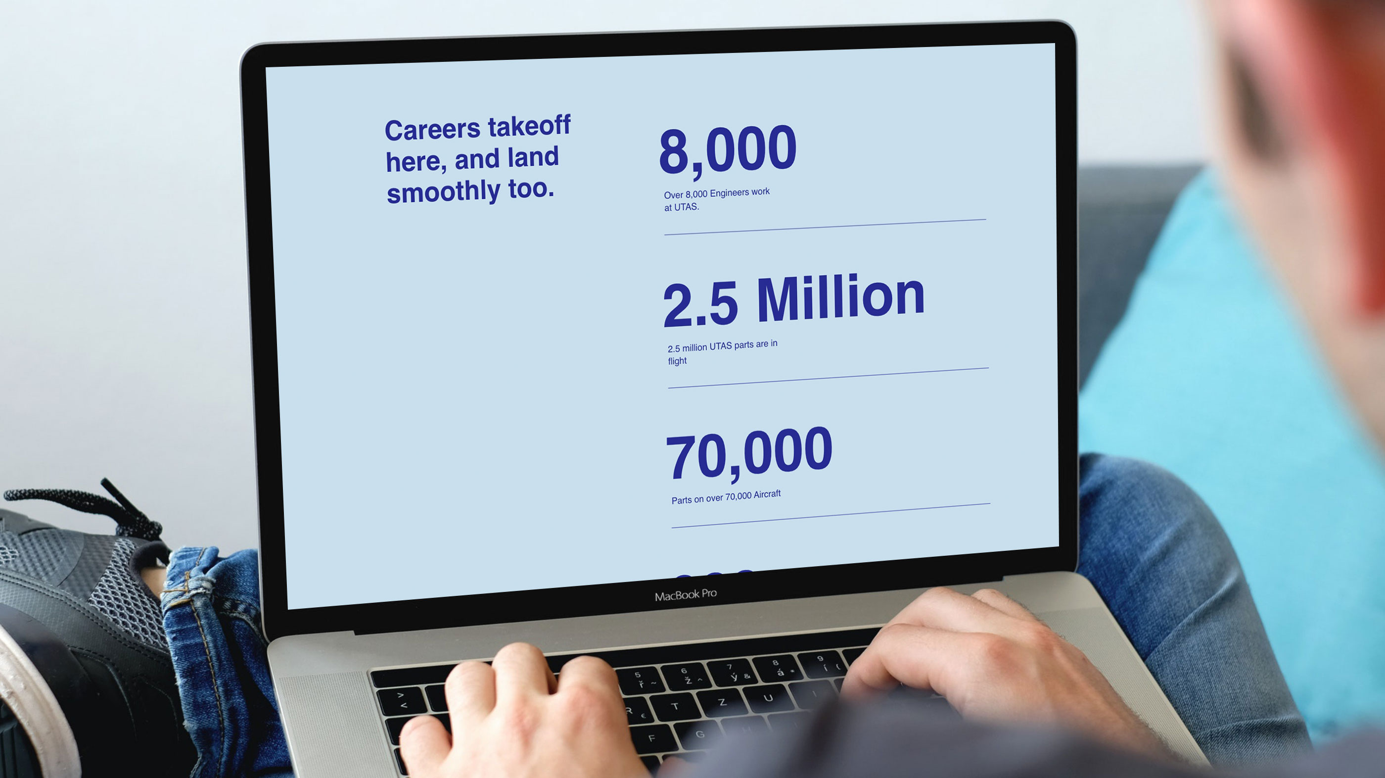 Design example of UTC Aerospace's Career site on a laptop