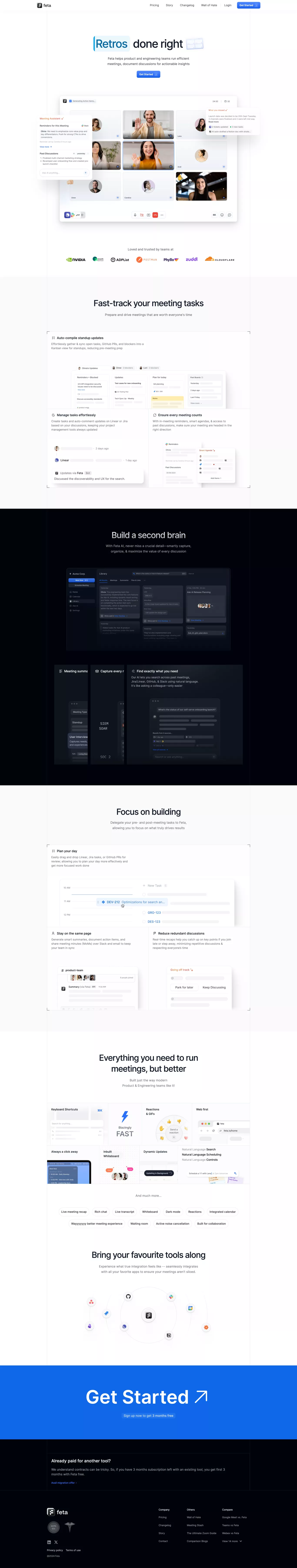 Feta landing page screenshot showcasing Tech design