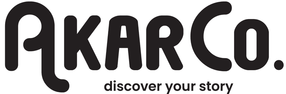 Logo of AKAR CO. in black, with tagline