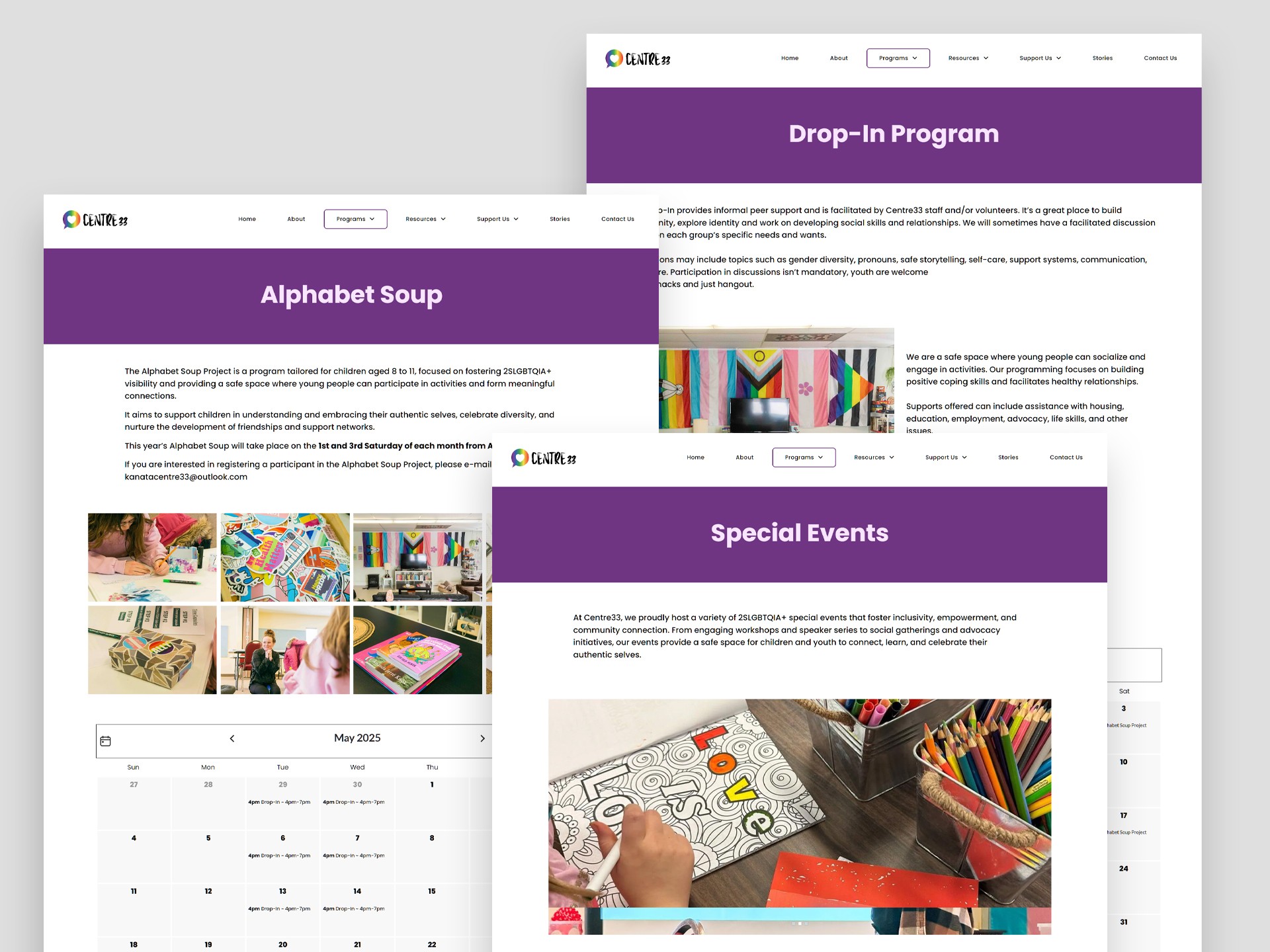 Subpage website design mockup
