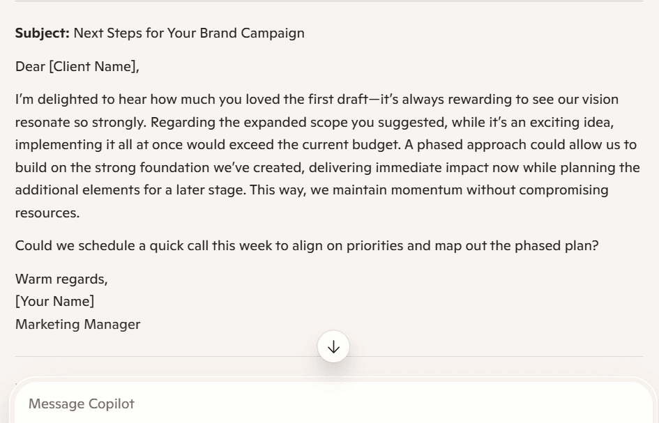 copliot use case about Email Writing
