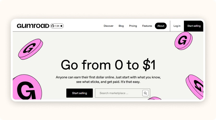 Gumroad homepage