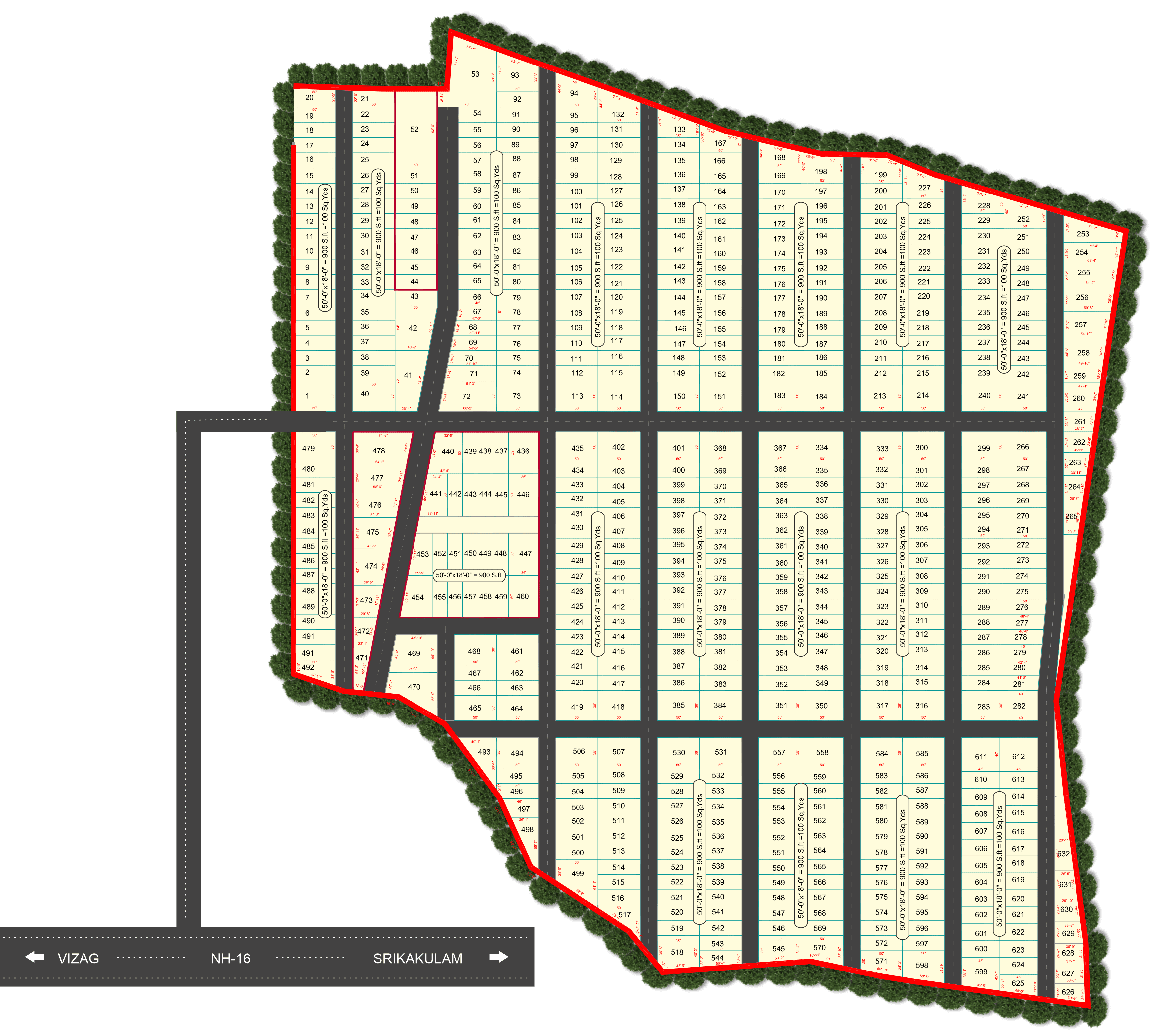 Layout Map of Charan Group's Bhogapuram Red Sandalwood farmland project at Vizag