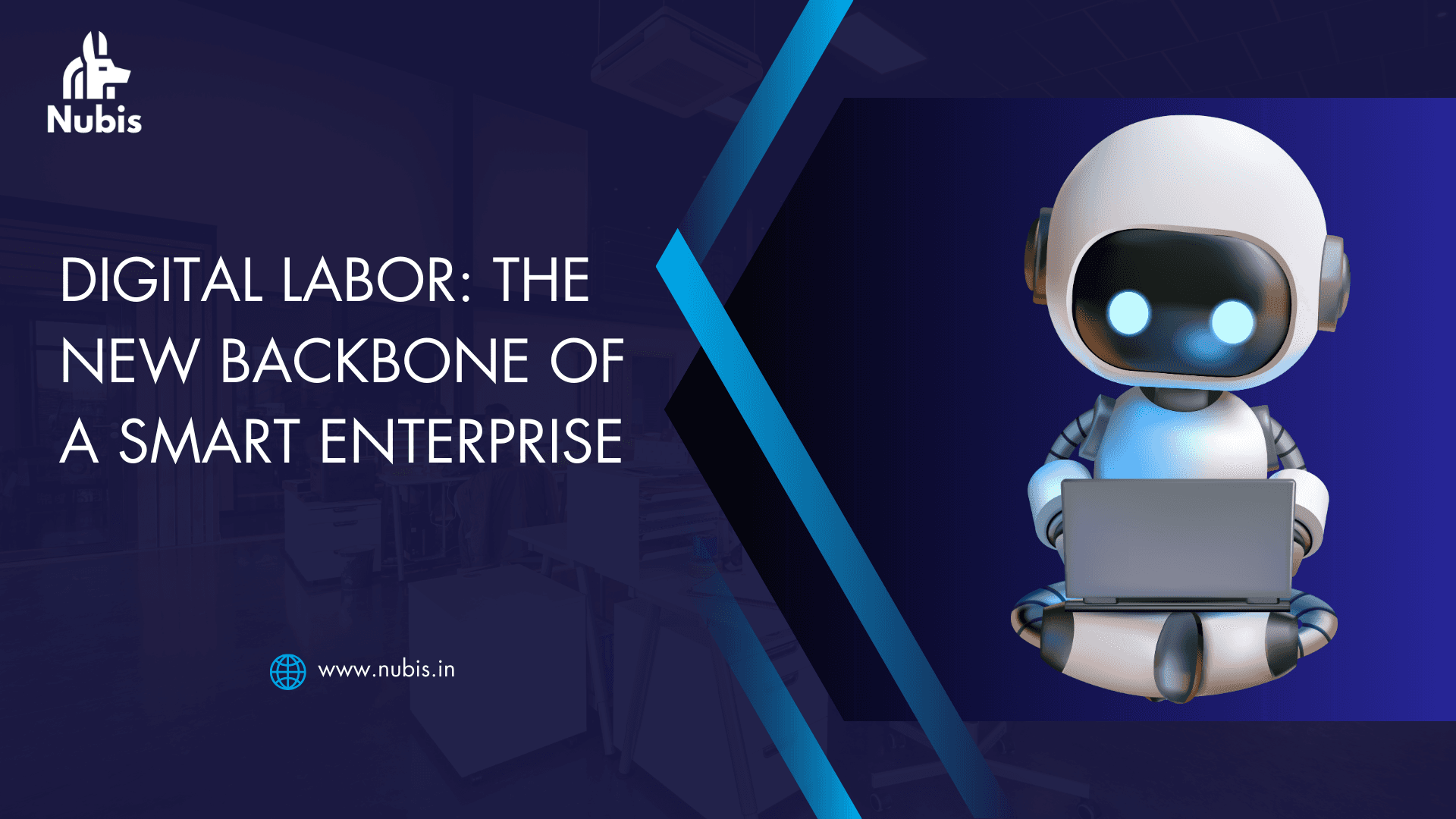 Illustration showing the impact of intelligent automation and digital labor in workplaces