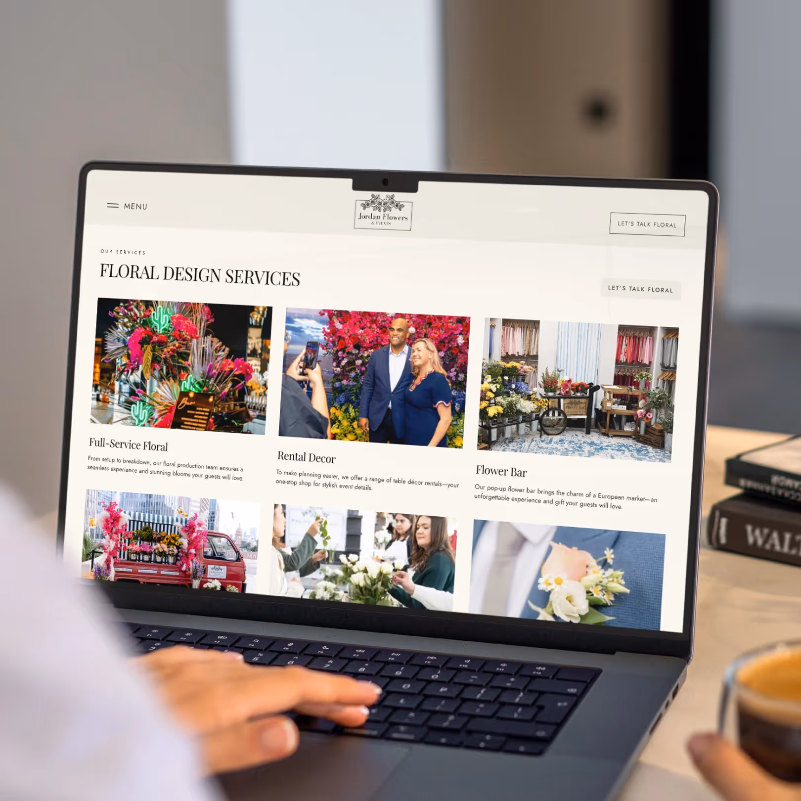 Jordan Flowers & Events website displayed on a digital device mockup