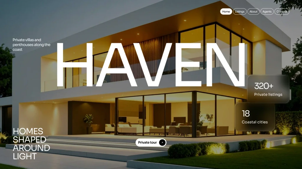 Haven, Luxury property developer (website design)