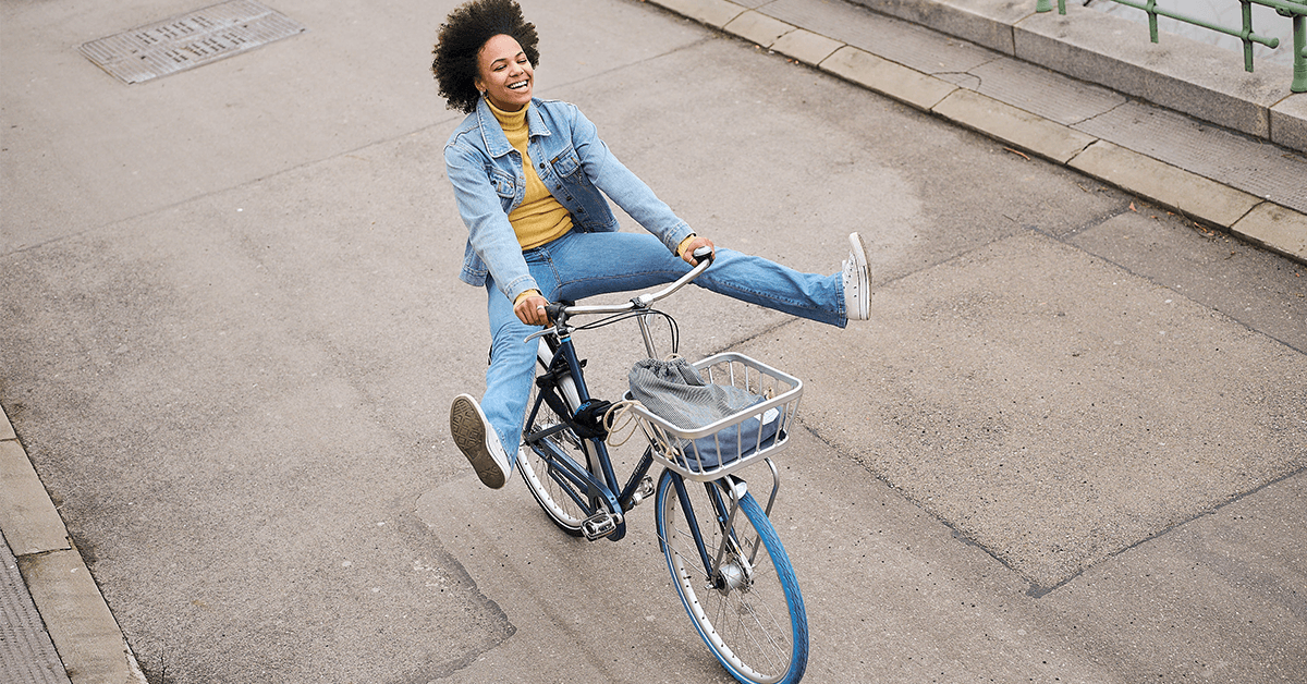 woman biking