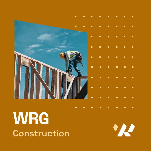 WRG Construction division graphic with a photo of a construction worker.