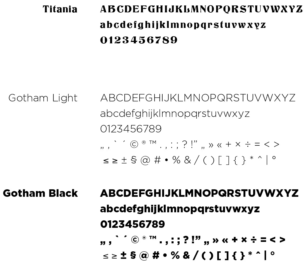 Typografie Titania und Gotham 