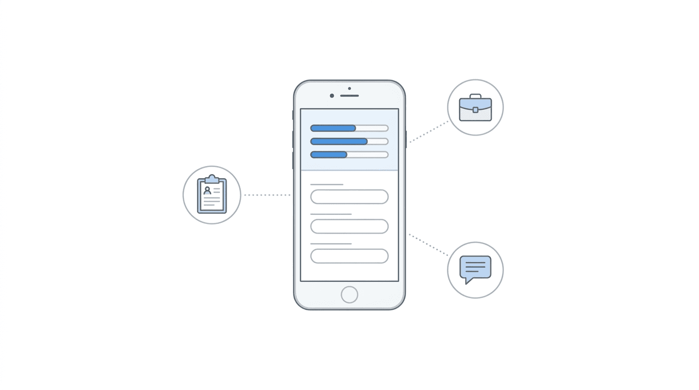 Benny's mobile-first application guides claimants through form completion on their smartphone in 30 to 45 minutes