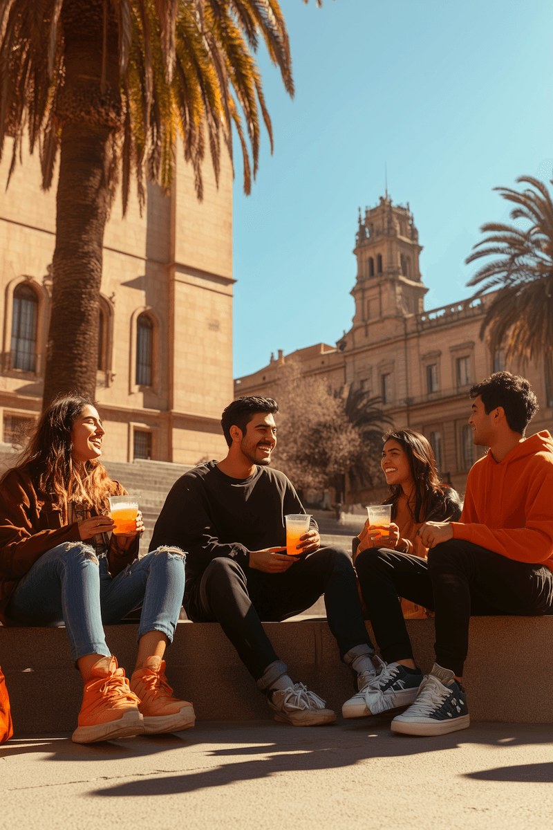 Group of people standing in a grassy field