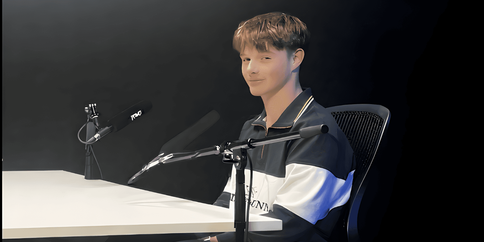 Hamish Sutherland, 17-year-old entrepreneur, innovating in AI-powered trading and digital business at a podcast interview.