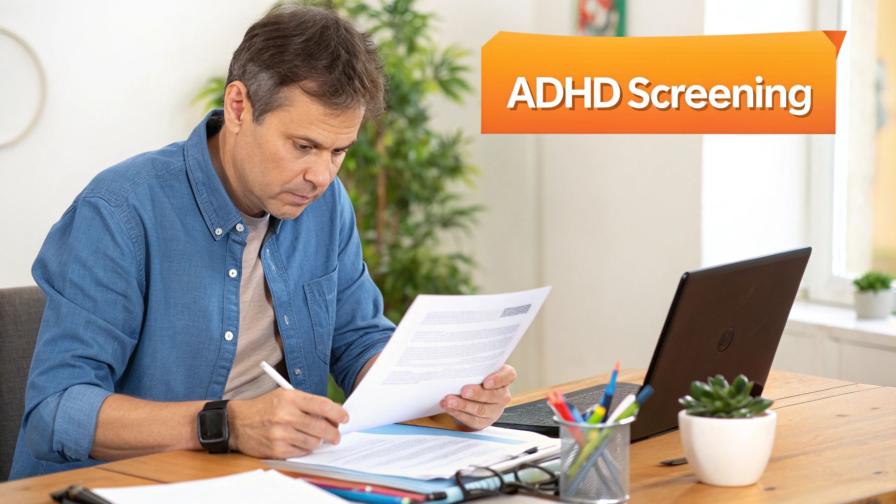A person sitting thoughtfully at a desk with a laptop and notebook, considering their next steps.