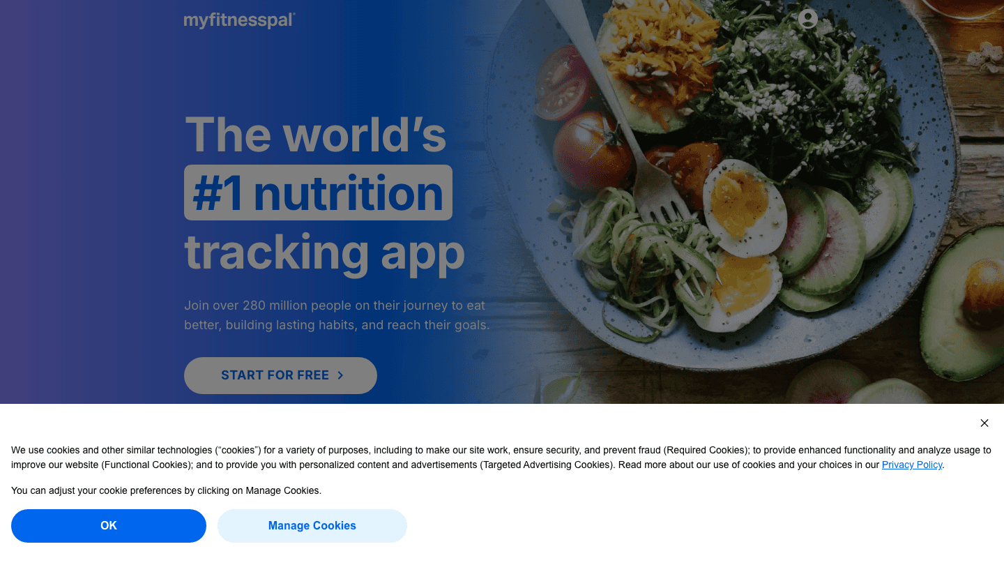 MyFitnessPal calorie counter website