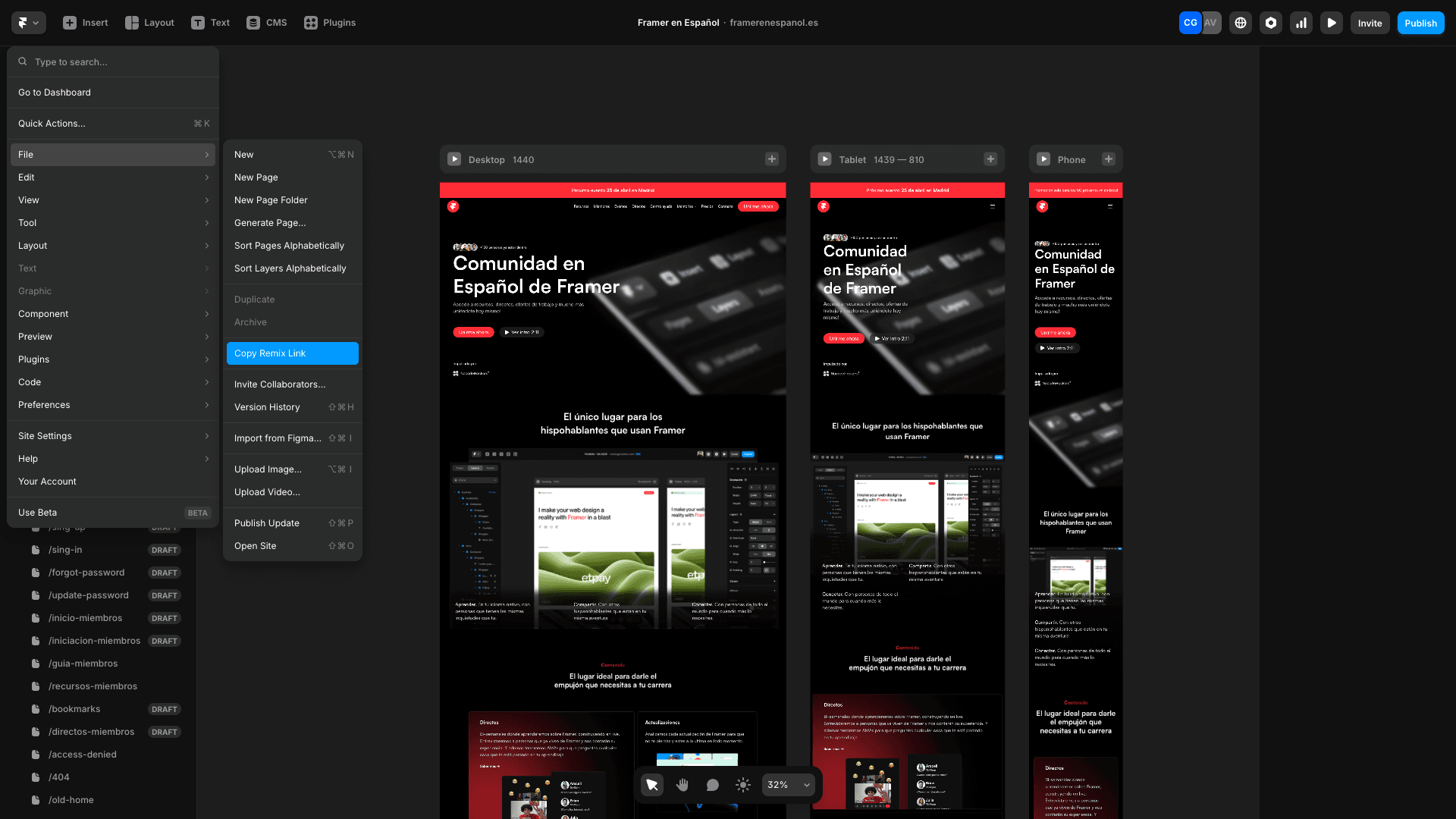 Cómo activar un Remix Link en Framer paso a paso