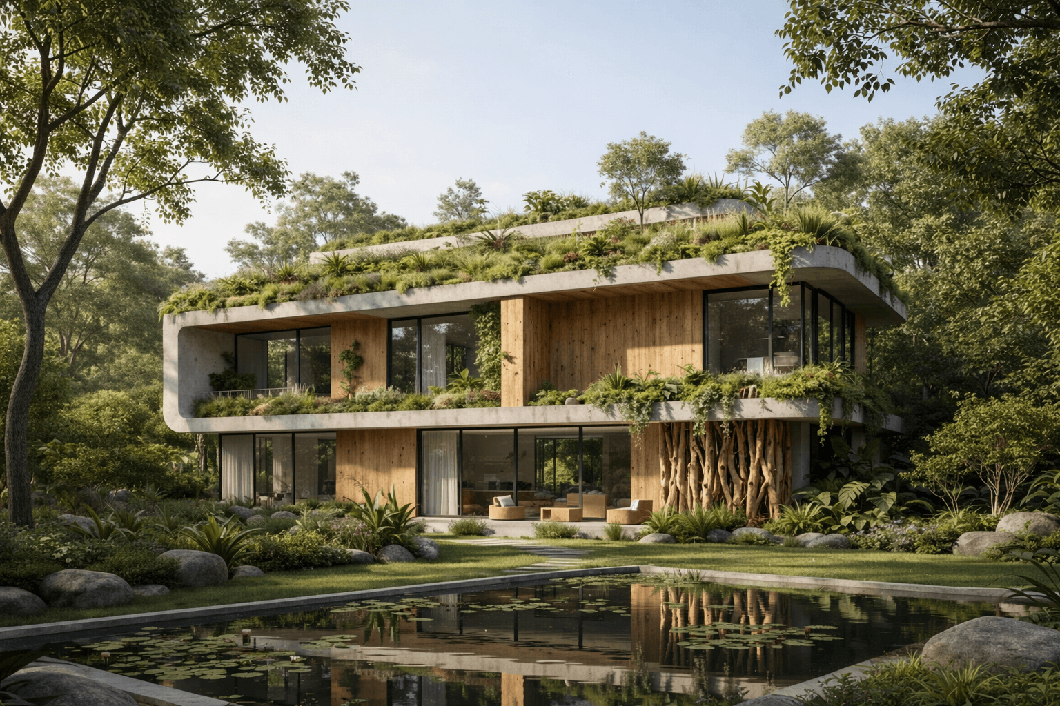 Modern house in the forest