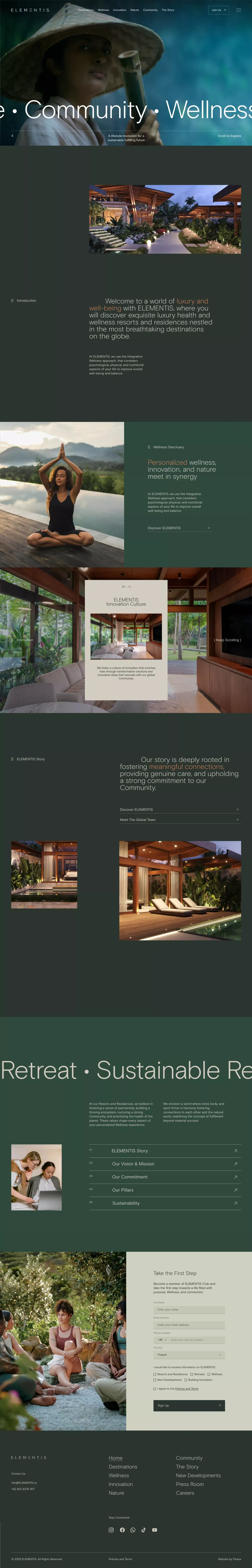 ELEMENTIS landing page screenshot showcasing Health & Fitness and Local Business design