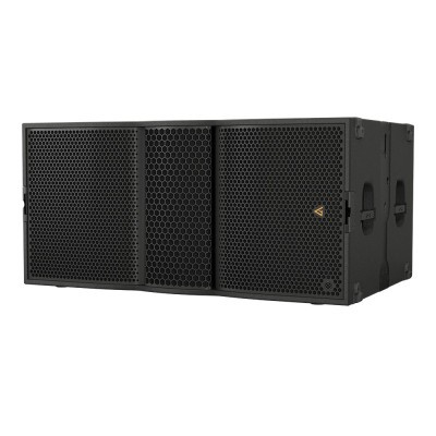 Black speaker cabinet with honeycomb grilles