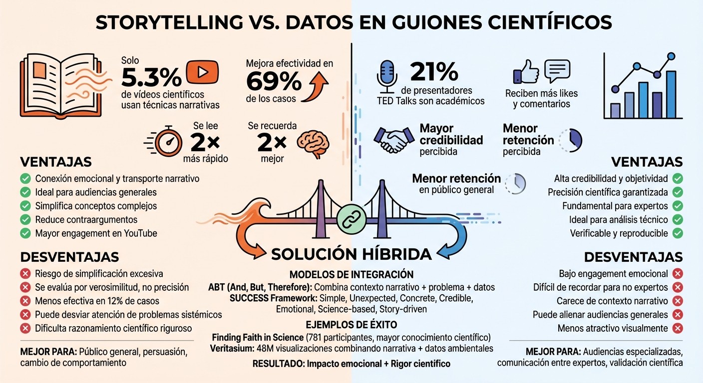 Storytelling vs Datos en Guiones Científicos: Comparativa de Ventajas y Desventajas