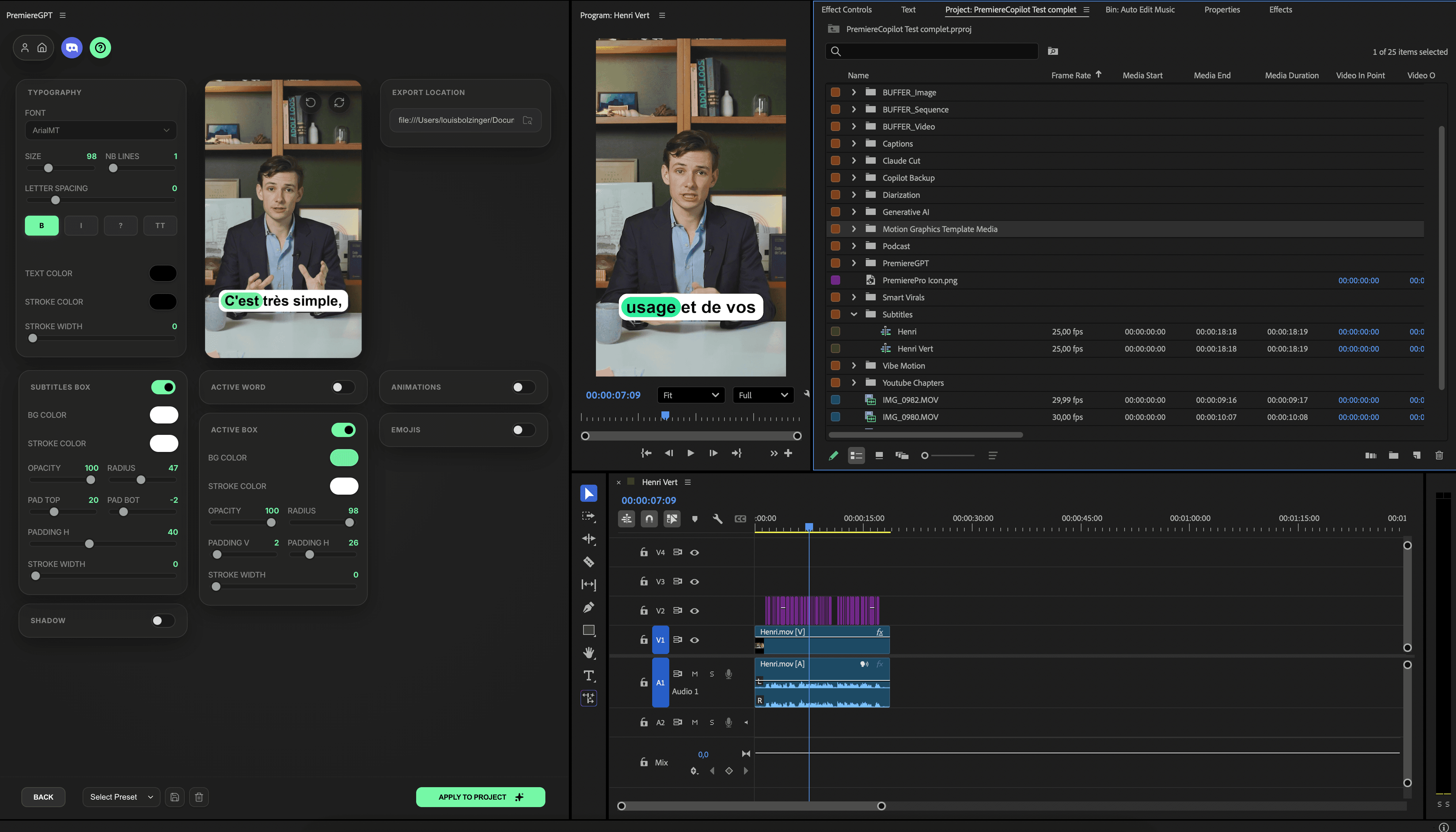 premierecopilot captions animated