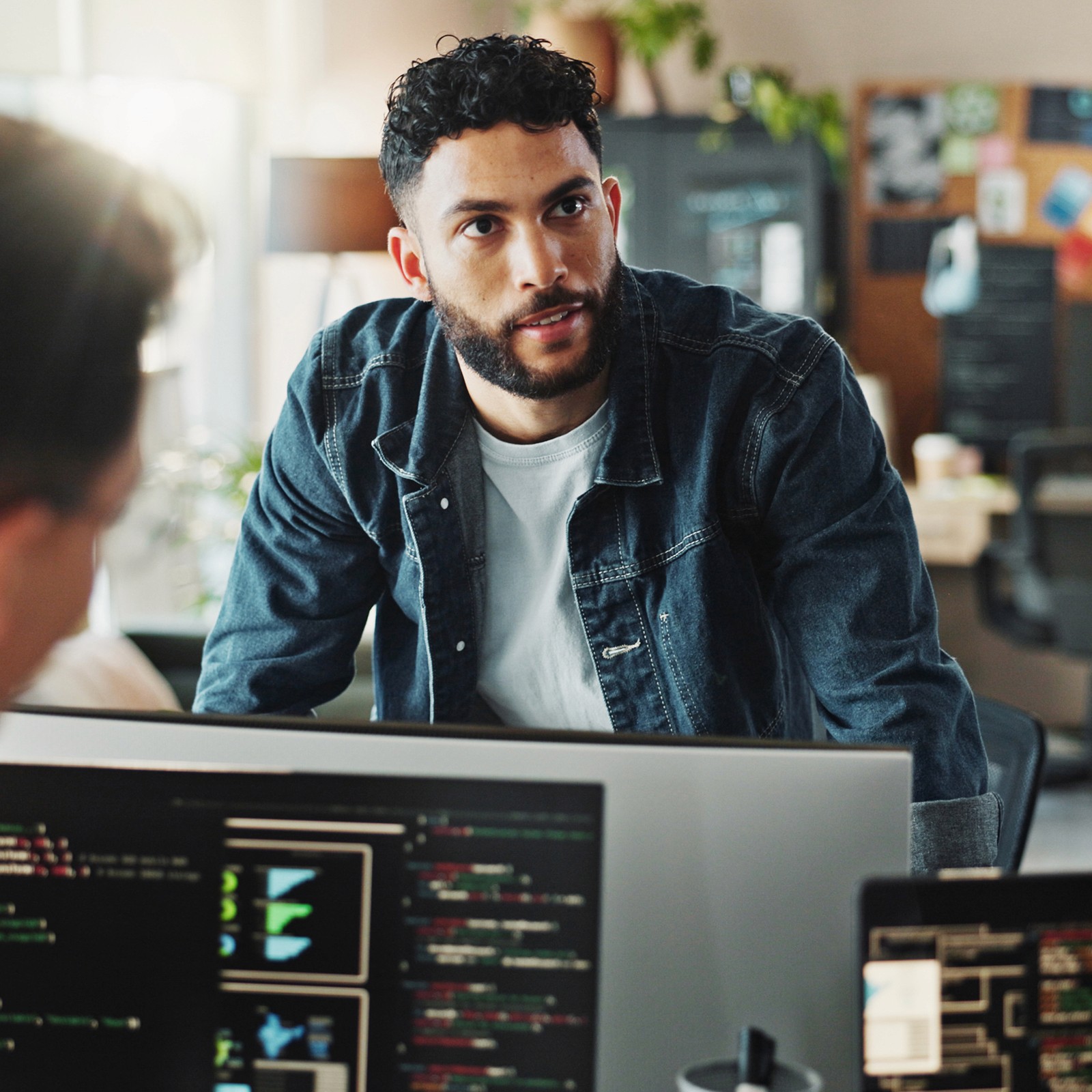 Engineer working with data