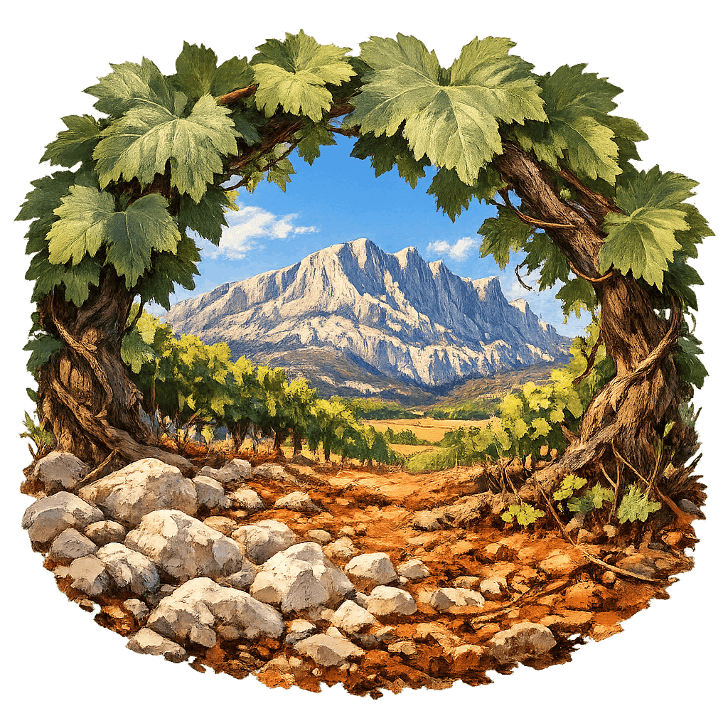 Detailed graphic of the Coteaux d’Aix-en-Provence wine region.