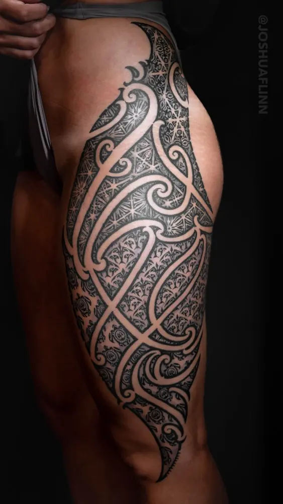 polynesian leg sleeve tattoo, tribal tattoos near me, tribal tattoos near Kailua, tribal tattoo shops around kailua