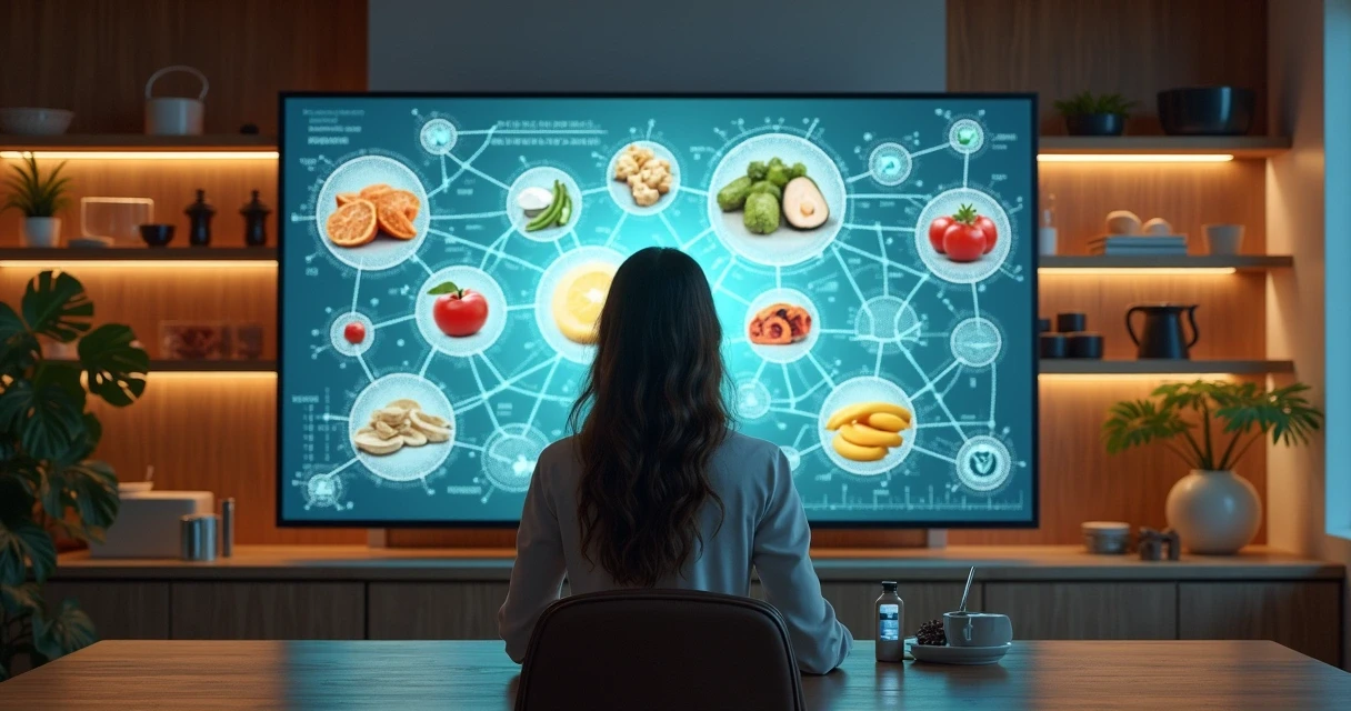 Inteligência artificial auxiliando na nutrição em tela digital 