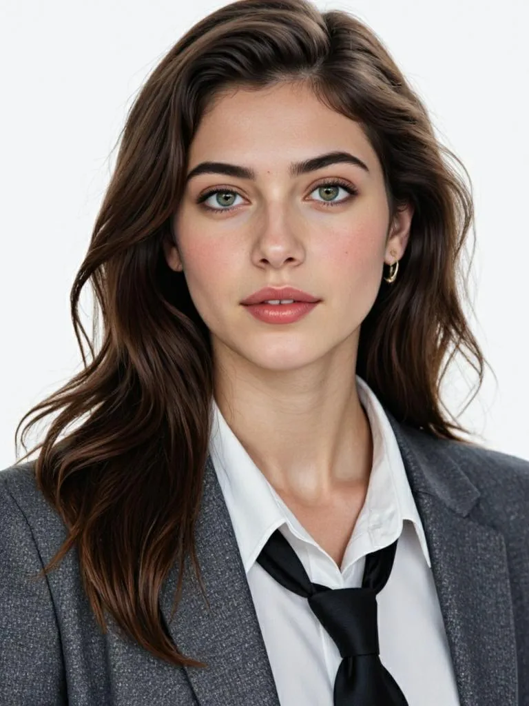 ai headshot generator free online, Curly-haired female resume photo