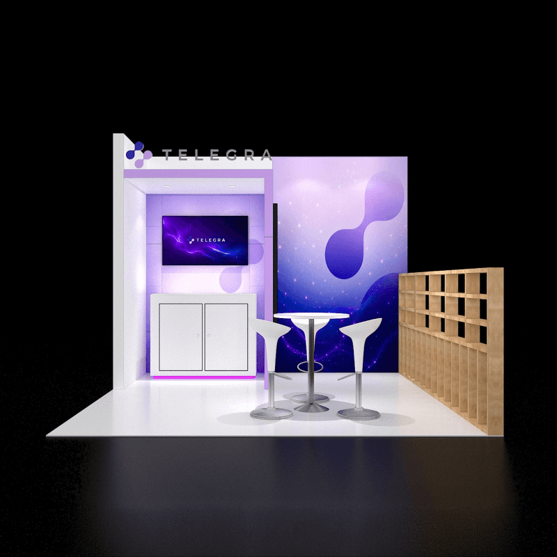 10x10 backlit graphic booth rental front view
