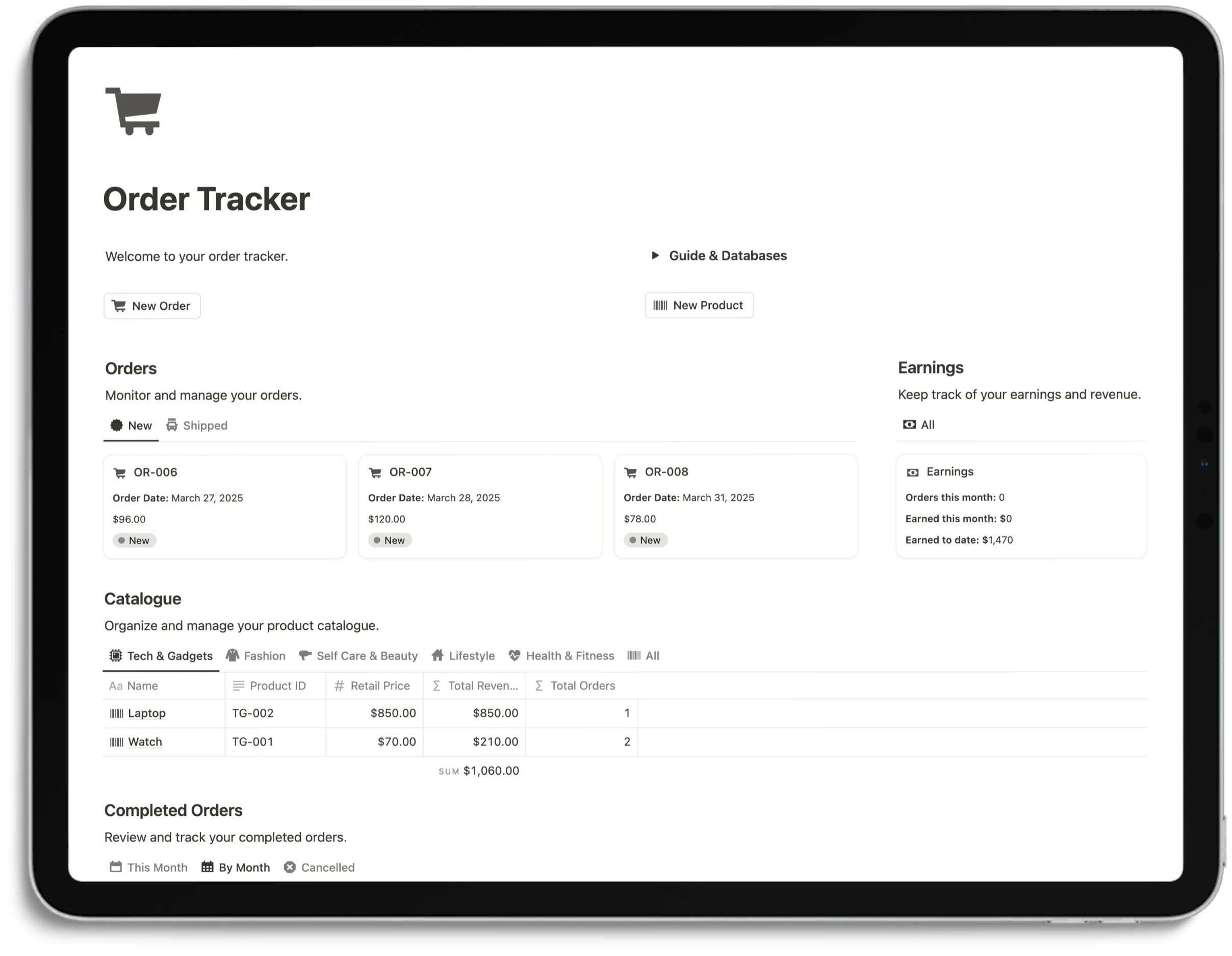 Notion Order Tracker
