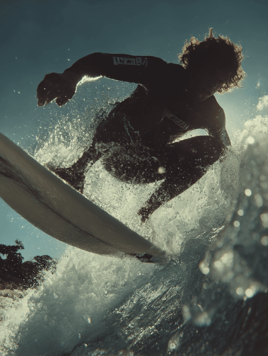 Surfer beim Wellenreiten