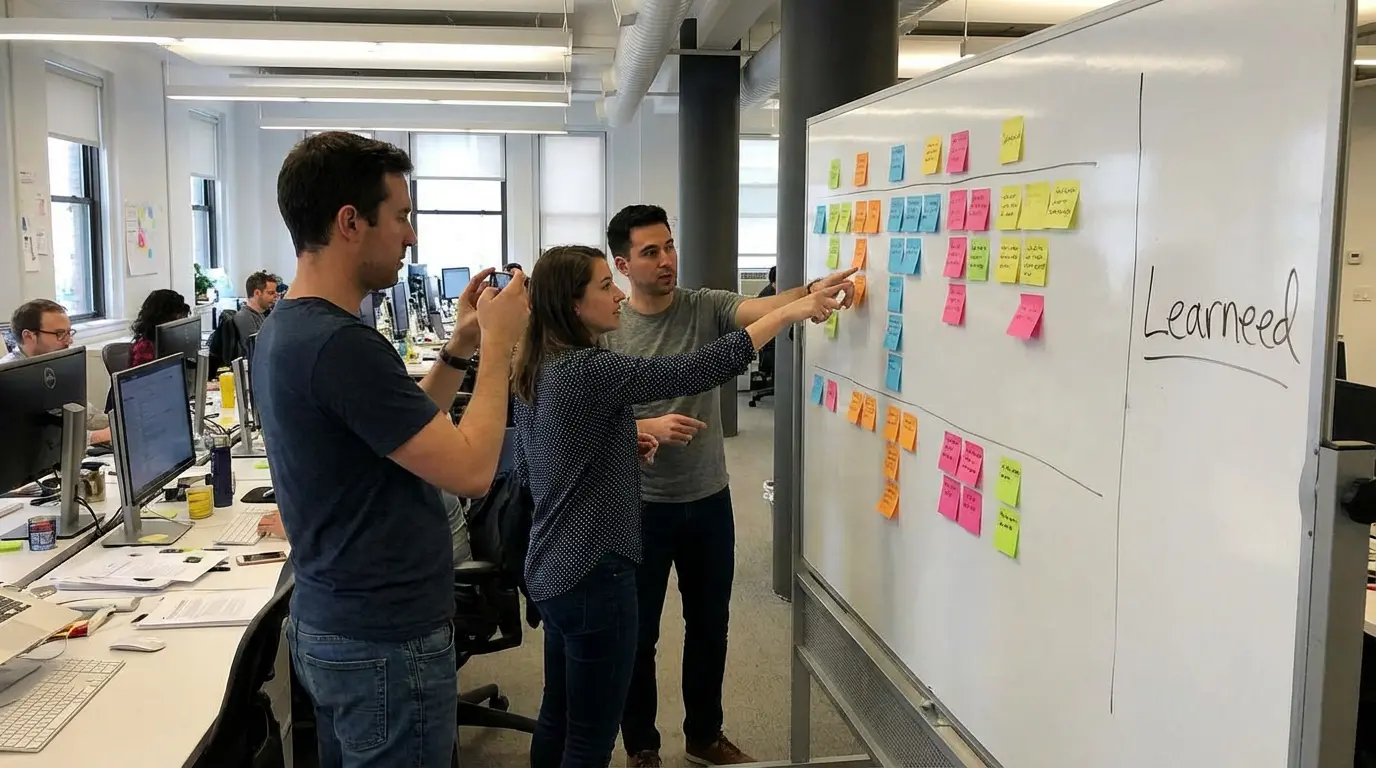 man standing behind flat screen computer monitor