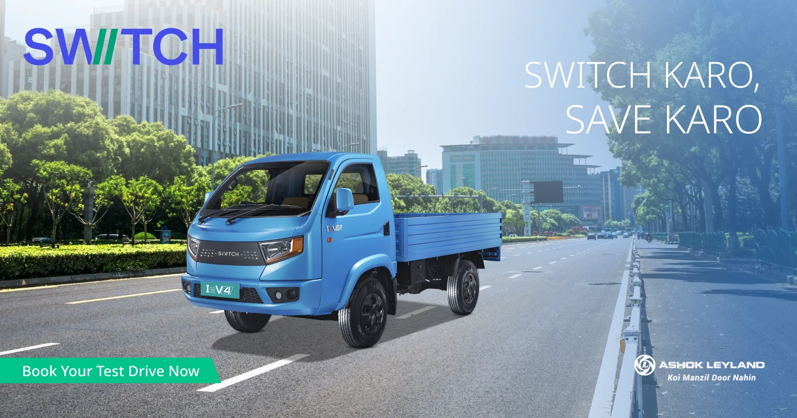 Switch iV3 EV truck front view high efficiency electric vehicle