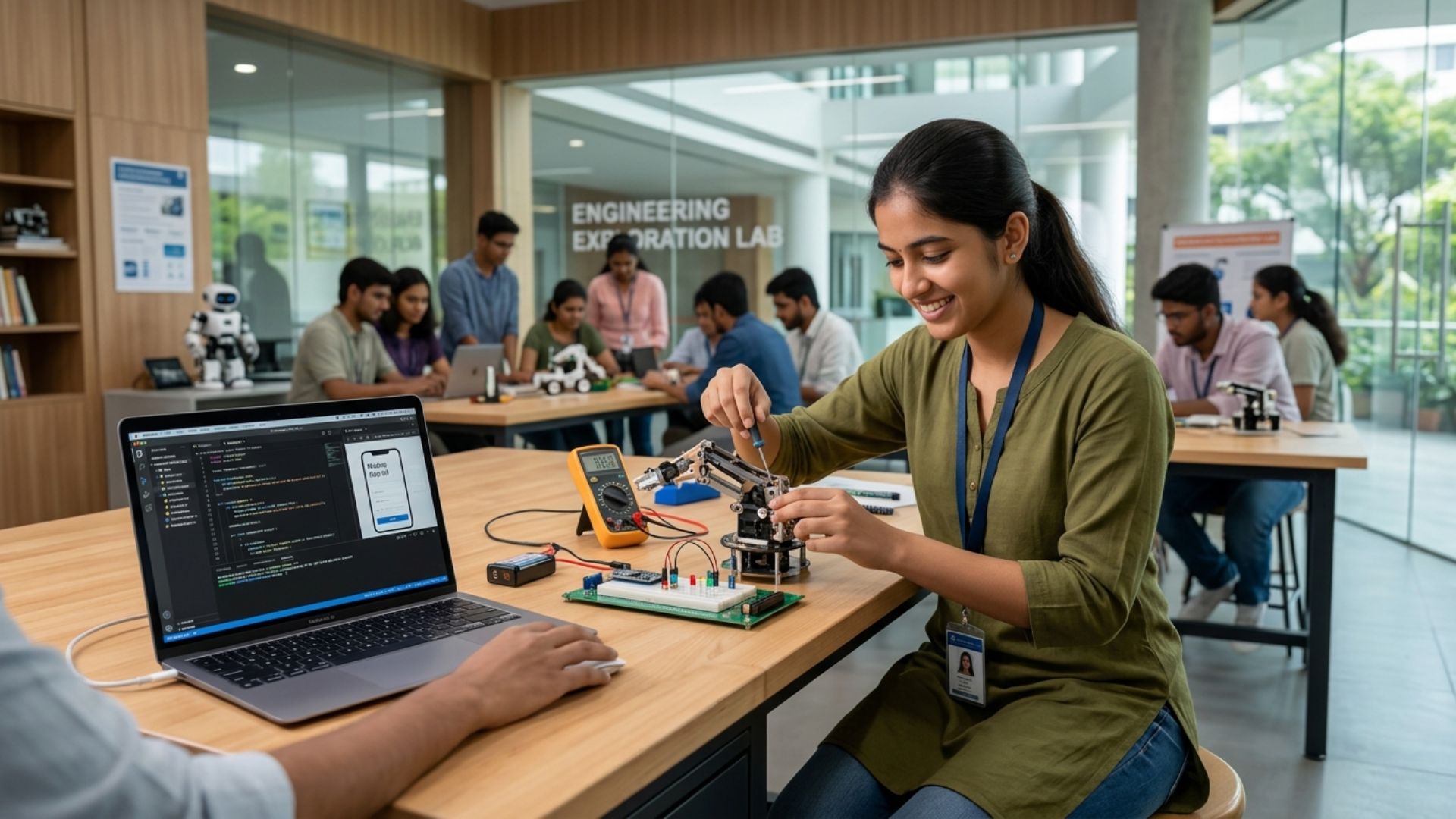 Student exploring hands-on lab work and practical projects while learning how to choose engineering branch based on interest